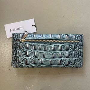 Brahmin Croc Embossed Wallet in Blue
